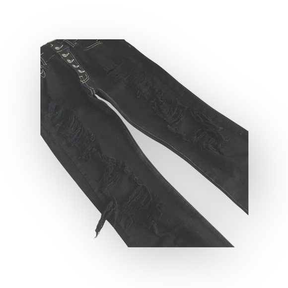 new LF Carmar ༄ Shredded Knee Destroyed Boyfriend Jeans ༄ Overdye Black ༄ 23 25 - Picture 9 of 16